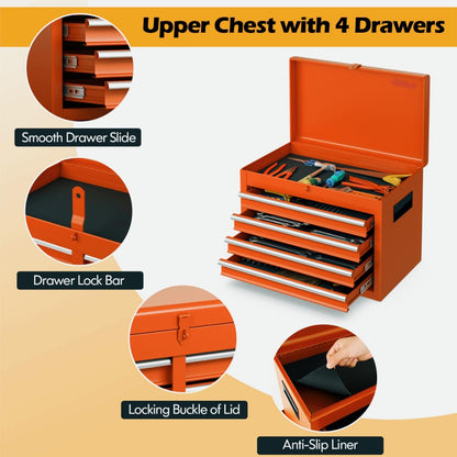 High Capacity Tool Storage Cabinet with Lockable Wheels-Orange
