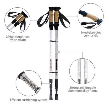 Hiking Pole Adjustable 65-135 cm-Silver