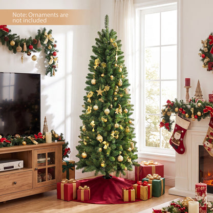 Hinged Pencil Xmas Tree with 350/250 Color Changing RGB Lights and Adjustable Brightness Speed-180cm