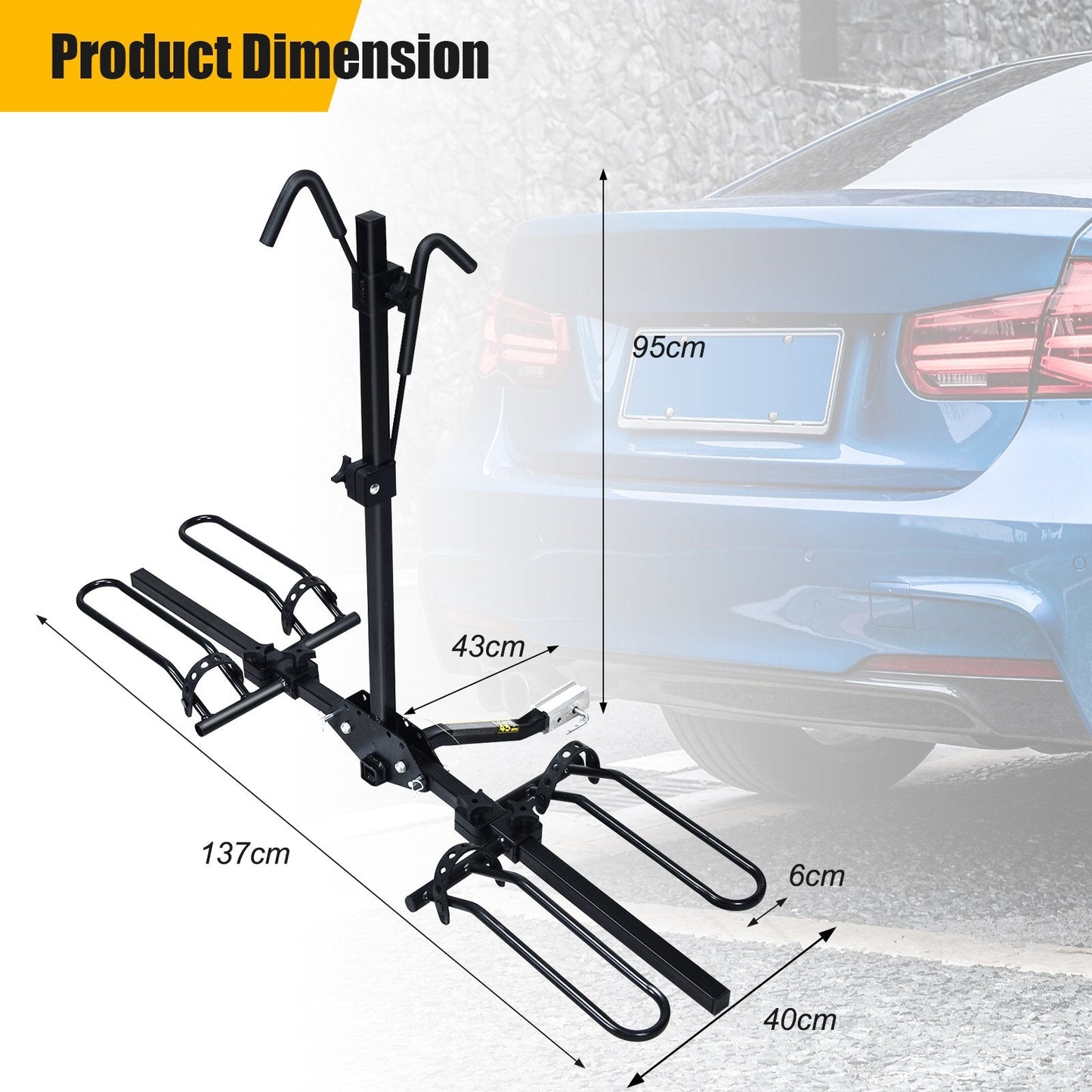 2-bike Hitch Mount Rack with Retractable Tire Cradles