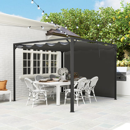 Outsunny 3 x 3m aluminiowa pergola z rozsuwanym dachem i ścianą - ciemnoszara