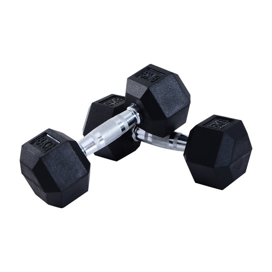 2 x 10KG Hex Dumbbells Set Rubber Dumbbells Weight Lifting Equipment Fitness Home Gym