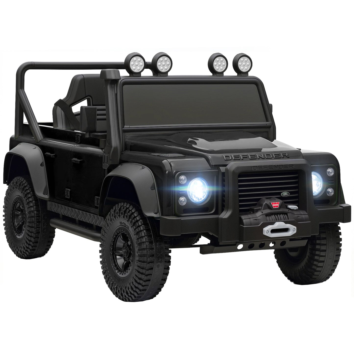 AIYAPLAY Kids Ride On Car with Remote Control, Music, Horn, 4 Spring Suspension Wheels, LED Lights for 3-5 Years Old, Black