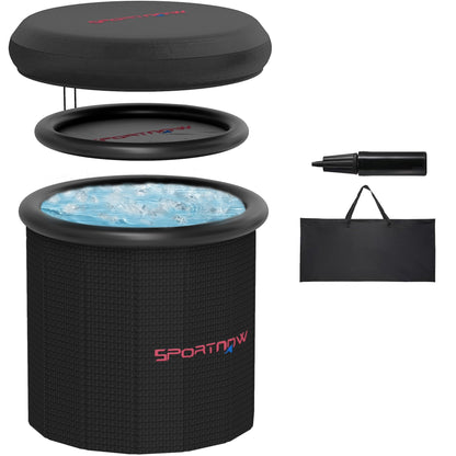 SPORTNOW 300L Outdoor Ice Bath Tub, with Lid, Cover, Carry Bag, Black