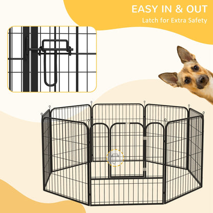 PawHut Heavy Duty 8 Panel Dog Play Pen Pet Playpen for Puppy Rabbit Enclosure Foldable Indoor Outdoor 80 x 80 cm