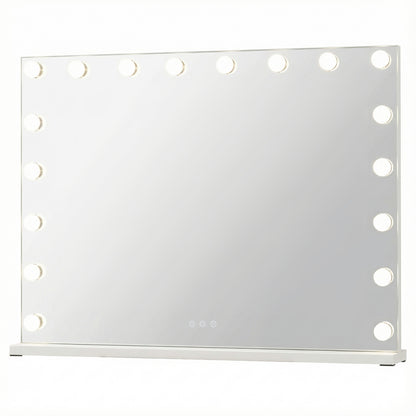 Hollywood Vanity Mirror with 3 Light Colors and Adjustable Brightness-White-L