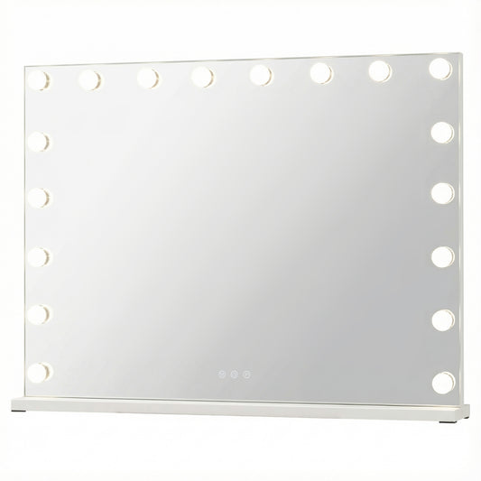 Hollywood Vanity Mirror with 3 Light Colors and Adjustable Brightness-White-L