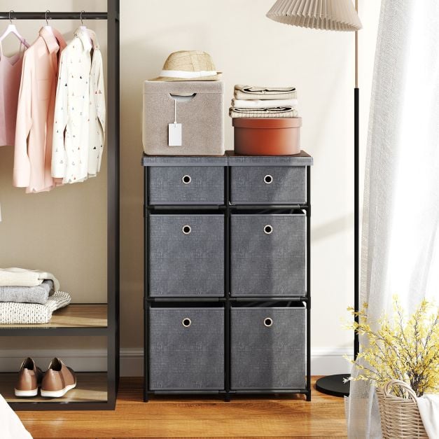 Chest of 6/9 Drawers Home Metal Frame Storage Organizer Unit-Grey-S