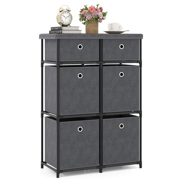 Chest of 6/9 Drawers Home Metal Frame Storage Organizer Unit-Grey-S