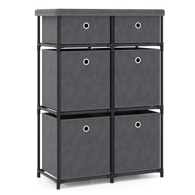 Chest of 6/9 Drawers Home Metal Frame Storage Organizer Unit-Grey-S