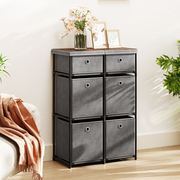 Chest of 6/9 Drawers Home Metal Frame Storage Organizer Unit-Grey-S