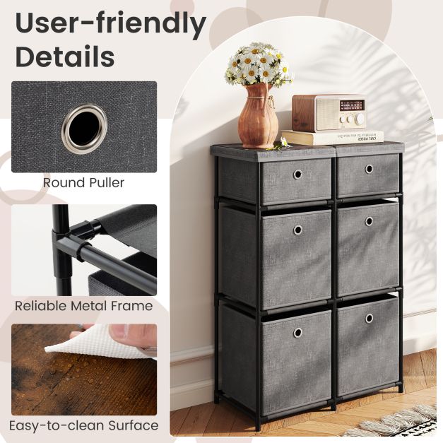 Chest of 6/9 Drawers Home Metal Frame Storage Organizer Unit-Grey-S