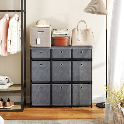 Chest of 6/9 Drawers Home Metal Frame Storage Organizer Unit-Grey-L