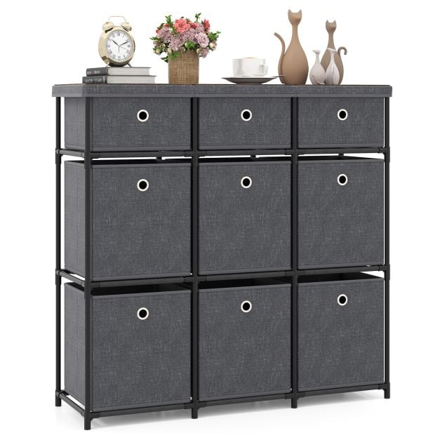 Chest of 6/9 Drawers Home Metal Frame Storage Organizer Unit-Grey-L
