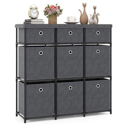 Chest of 6/9 Drawers Home Metal Frame Storage Organizer Unit-Grey-L