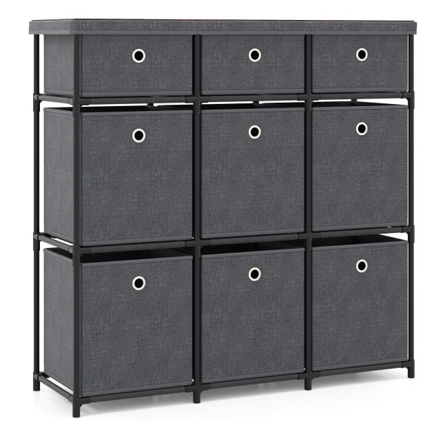 Chest of 6/9 Drawers Home Metal Frame Storage Organizer Unit-Grey-L