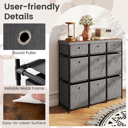 Chest of 6/9 Drawers Home Metal Frame Storage Organizer Unit-Grey-L