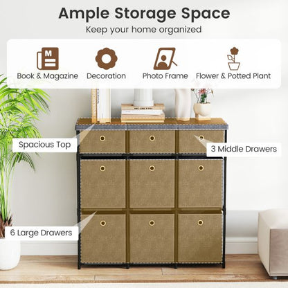 Chest of 6/9 Drawers Home Metal Frame Storage Organizer Unit-Grey-L