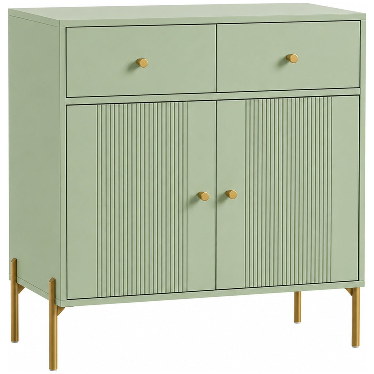 HOMCOM Modern Sideboard, Sideboard Storage Cabinet with 2 Drawers and Adjustable Shelf for Living Room, Light Green