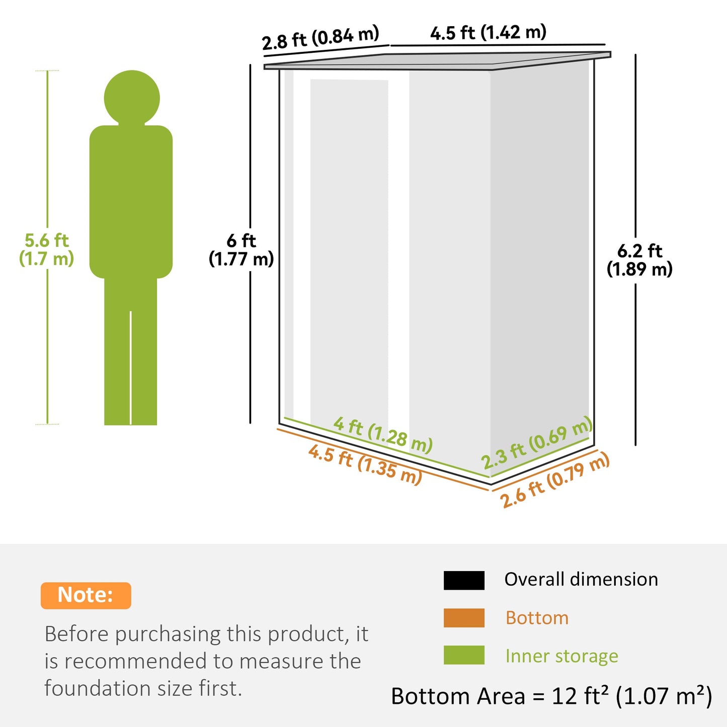 Outsunny 5ft x 3ft Metal Garden Storage Shed, Outdoor Tool Shed with Sloped Roof, Lockable Door for Tools, Equipment, Brown