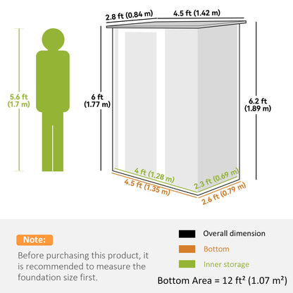 Outsunny 5ft x 3ft Metal Garden Storage Shed, Outdoor Tool Shed with Sloped Roof, Lockable Door for Tools, Equipment, Brown