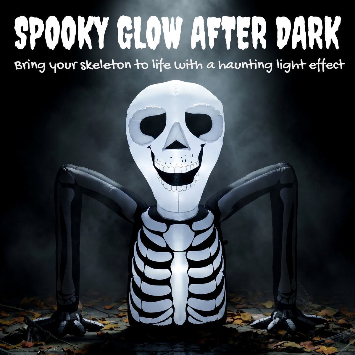 Outsunny Inflatable Ground Crawling Skeleton, Scary Halloween Decoration with Built-in LED Lights for Indoor Outdoor Decor