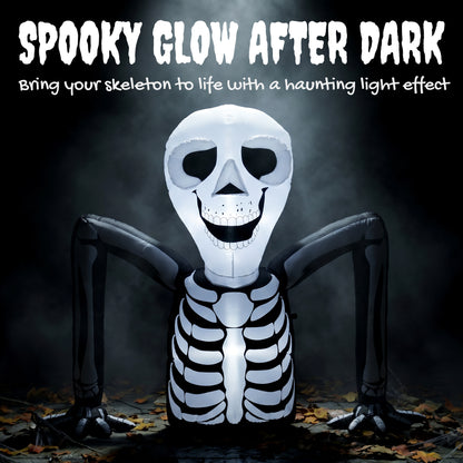 Outsunny Inflatable Ground Crawling Skeleton, Scary Halloween Decoration with Built-in LED Lights for Indoor Outdoor Decor