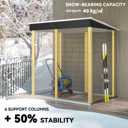 Outsunny 6 x 4ft Metal Garden Storage Shed, Outdoor Tool Storage Shed with Lockable Door and Gloves for Garden, Patio, Dark Grey