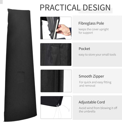 Outsunny Garden Parasol Cover Waterproof Outdoor Cantilever Banana Umbrella Protector 300D Oxford Fabric 240 x 48/70 cm