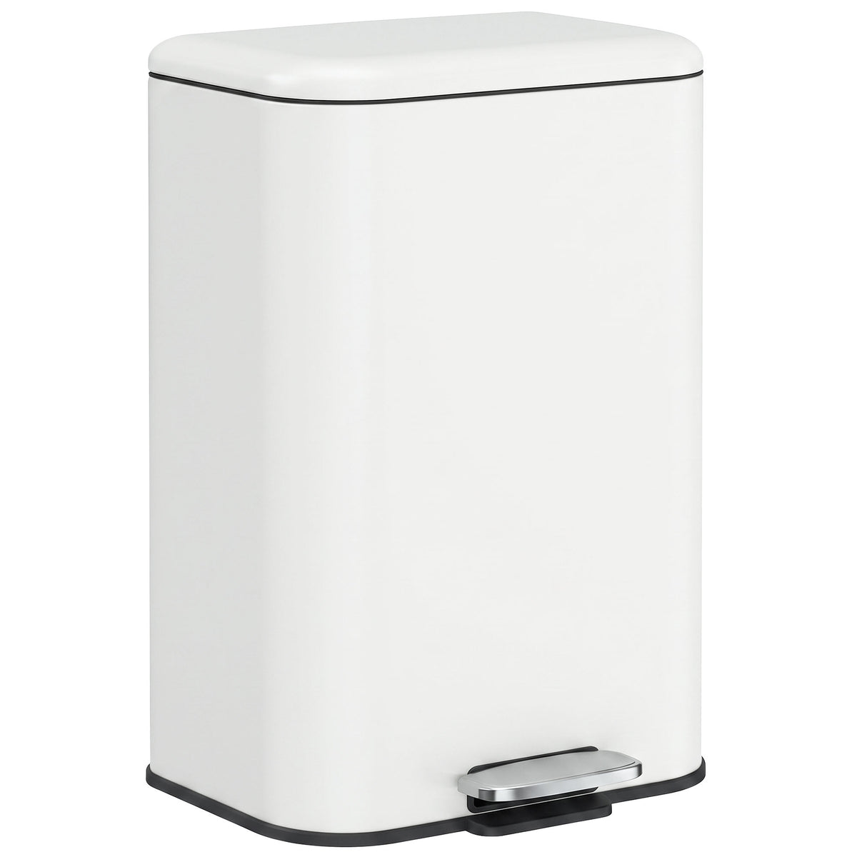 HOMCOM 20 L Kitchen Pedal Bin, Metal Rubbish Bin with Removable Inner Bucket, Soft-Close & Stay-Open Lid, Cream White