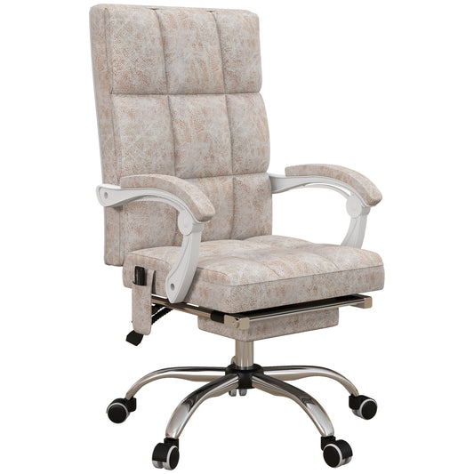 Vinsetto Executive Vibration Massage Office Chair, Microfibre Computer Chair with Armrest, 135Â° Reclining Back, Beige