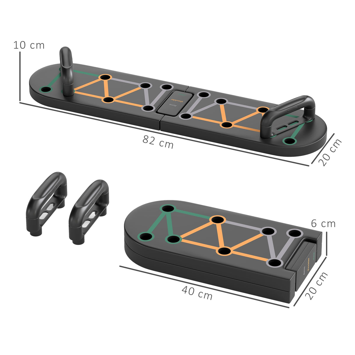 SPORTNOW Foldable Push Push Up Board with Non-Slip Pads, for Chest, Arms, Shoulders, Black