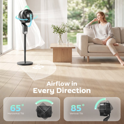 HOMCOM 20 dB Silent Standing Fan, Pedestal Fan with Remote, Oscillating, 8 Speeds, Adjustable Height, 12H Timer