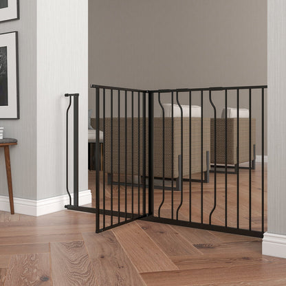 PawHut Extra Wide Dog Safety Gate, with Door Pressure, for Doorways, Hallways, Staircases - Black