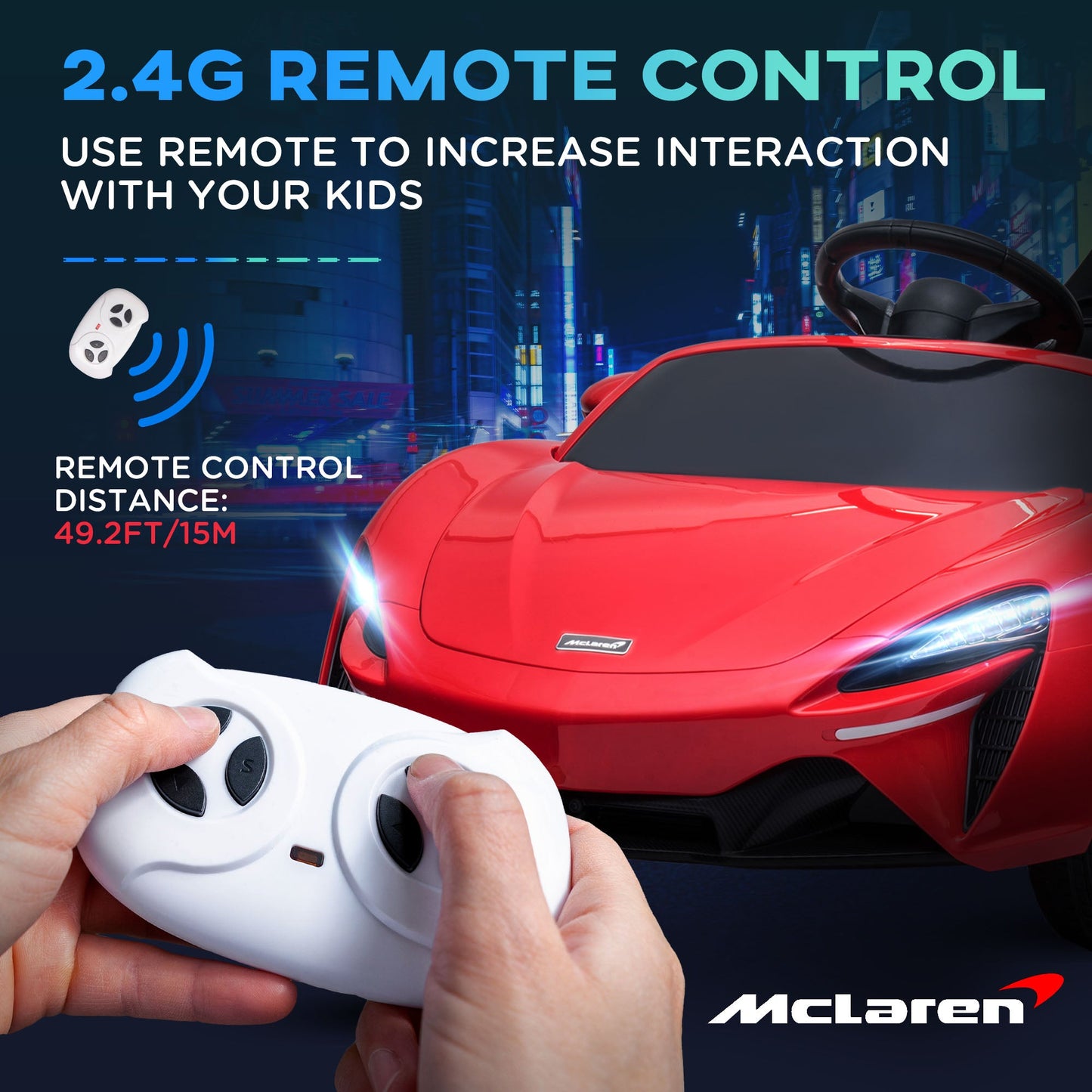 HOMCOM McLaren Licensed Kids Electric Ride-On Car, with Remote Control - Red