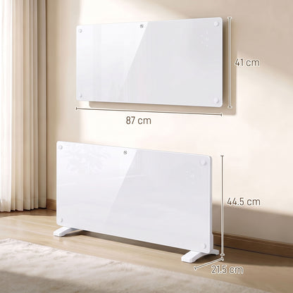HOMCOM Smart Panel Heater Wall Mounted Freestanding, Electric Heater with Weekly Timer, Open Window & Anti-Frost, 2000W, White