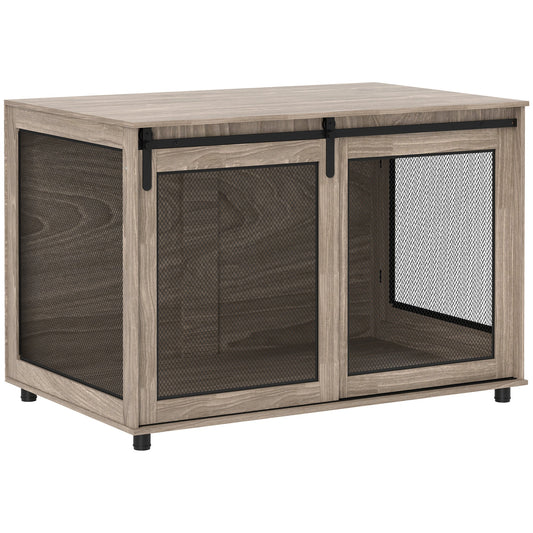 PawHut Dog Crate Furniture with Sliding Door for XL Dogs, Brown