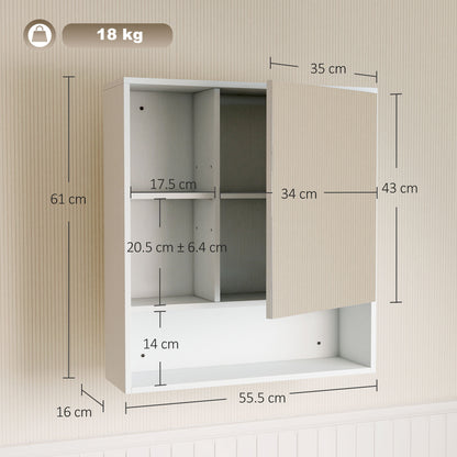 HOMCOM Bathroom Mirror Cabinet, Wall-Mounted Bathroom Cabinet with Mirror Door, Adjustable Shelves, White