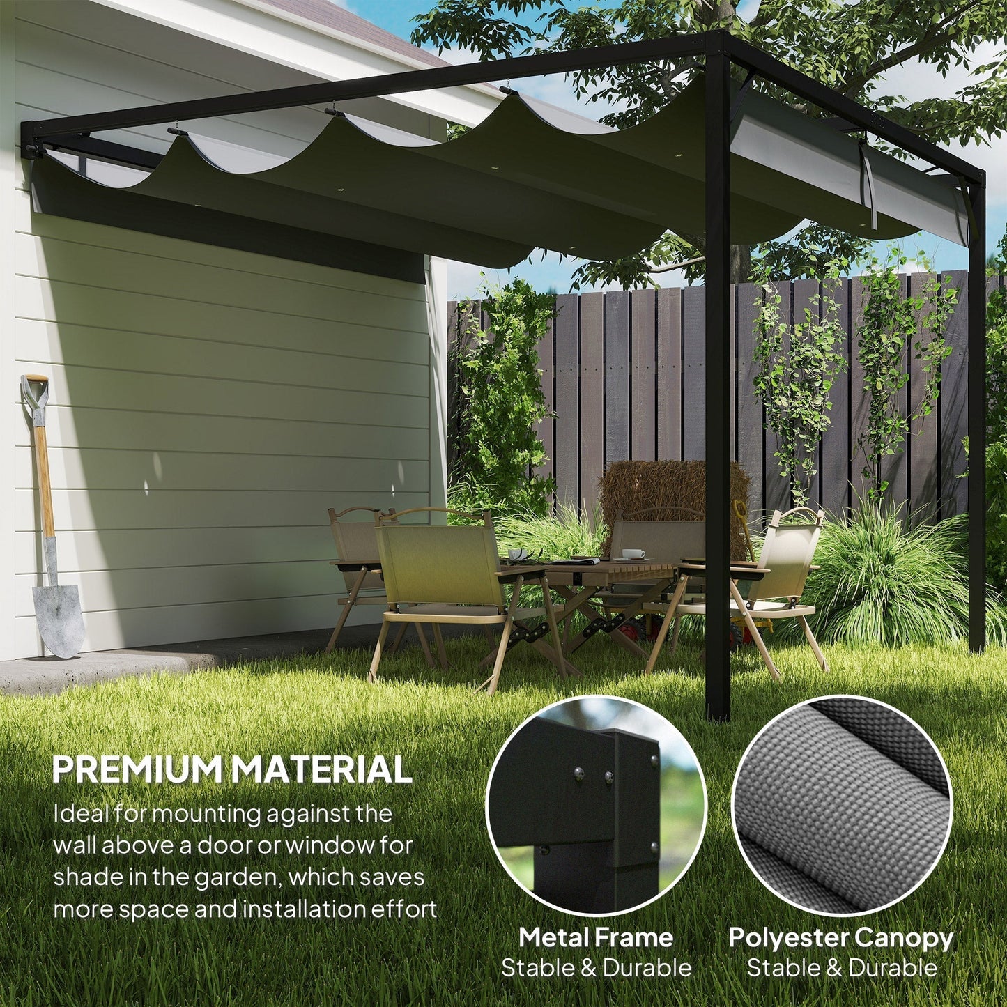 Outsunny 3 x 3 m Pergola, with Sliding Canopy - Grey