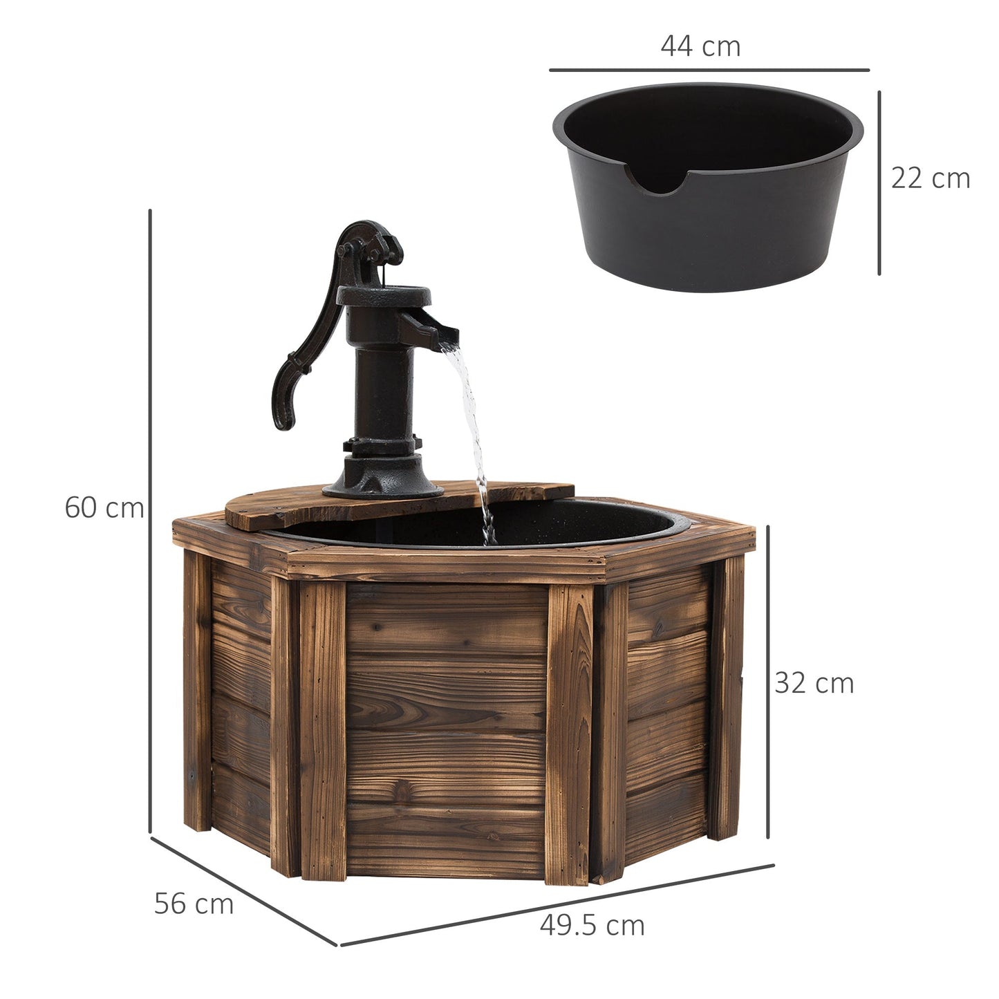 Outsunny Wooden Electric Water Fountain Garden Ornament Oasis 220V