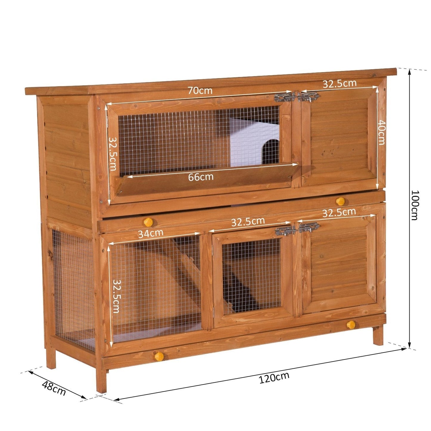 PawHut Rabbit Cage, 100 cm H-Sauce yellow