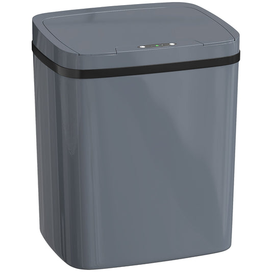 HOMCOM 15L Sensor Bin, Automatic Touchless Kitchen Bin, Easy Clean, Battery Operated for Home Office, Bedroom, Bathroom, Grey
