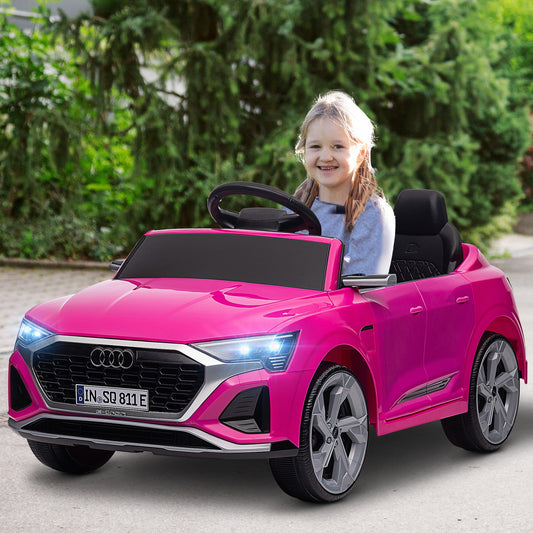 AIYAPLAY Audi Q8 e-tron Sportback Licencjonowany samochód 12V z pilotem, 4 koła z zawieszeniem sprężynowym, reflektory, muzyka, klakson - różowy