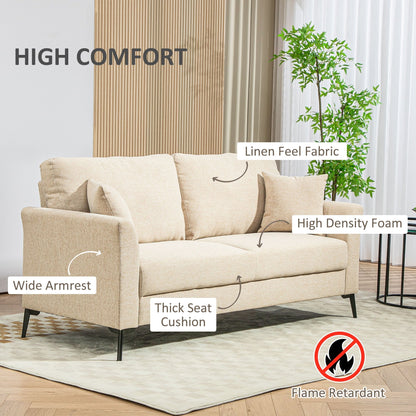 HOMCOM Three-Seater Linen-Look Sofa - Beige