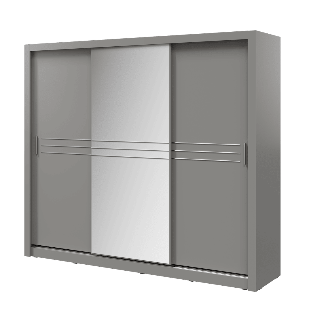 Hiroko 3 Door Sliding Wardrobe 250cm - White or Grey