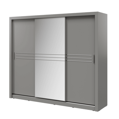 Hiroko 3 Door Sliding Wardrobe 250cm - White or Grey