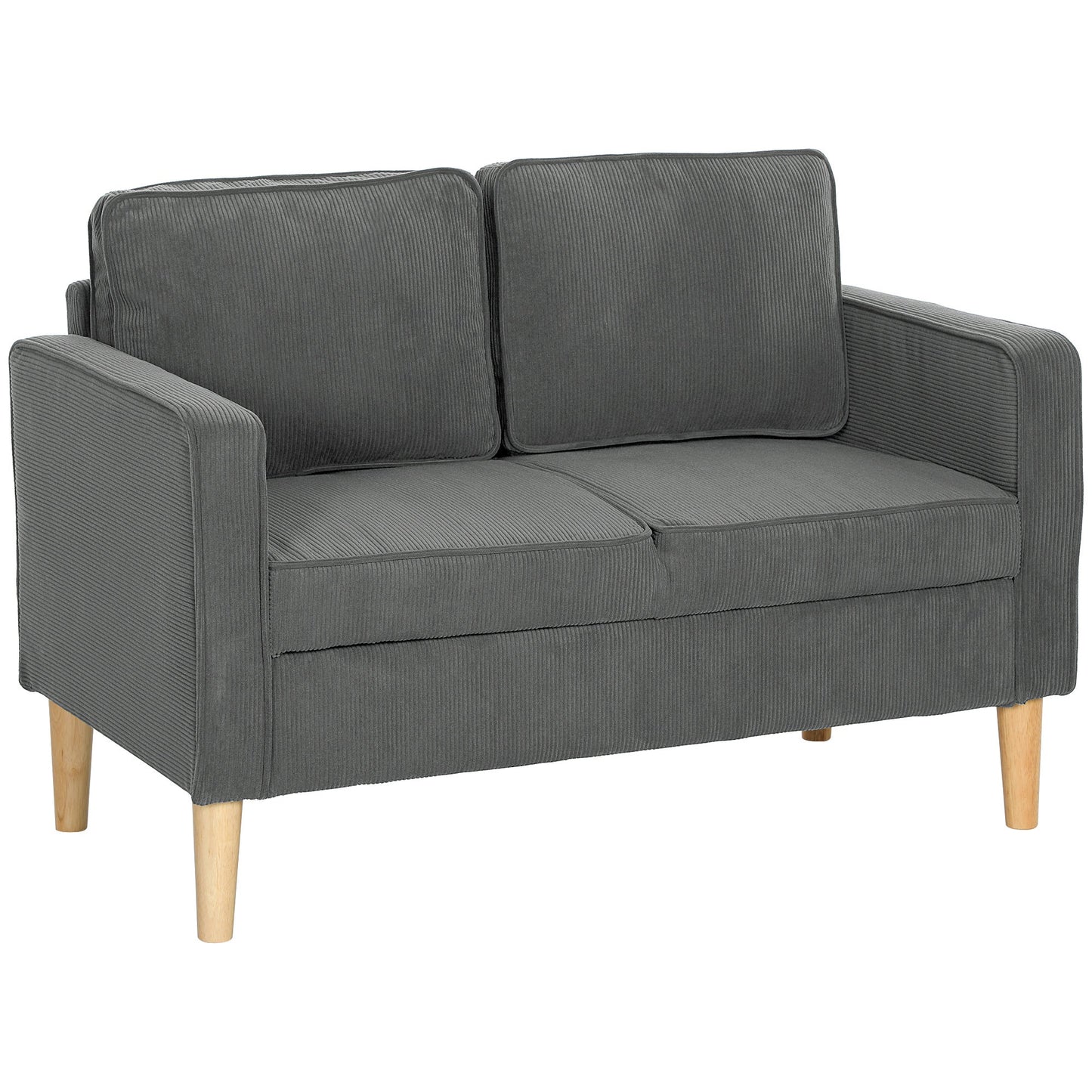 HOMCOM Mała dwuosobowa sofa sztruksowa - szara