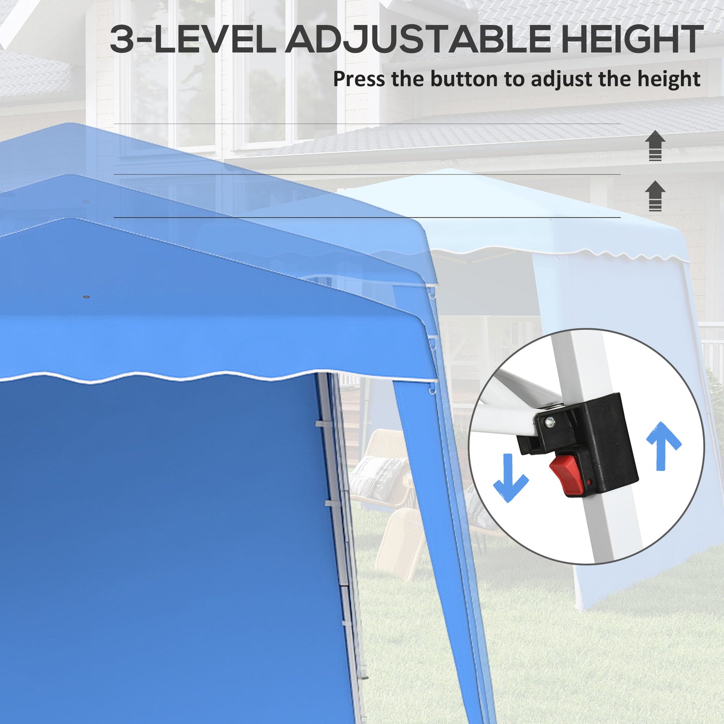 Outsunny 2,4 x 2,4 m Dwuścienna altana typu pop-up - niebieska