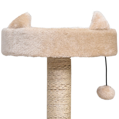 PawHut Cat Tree for Indoor Cats with Scratching Post Climbing Tower Kitty Activity Centre Condo Perch Jumping Platforms Beige 60L x 40W x 81H cm