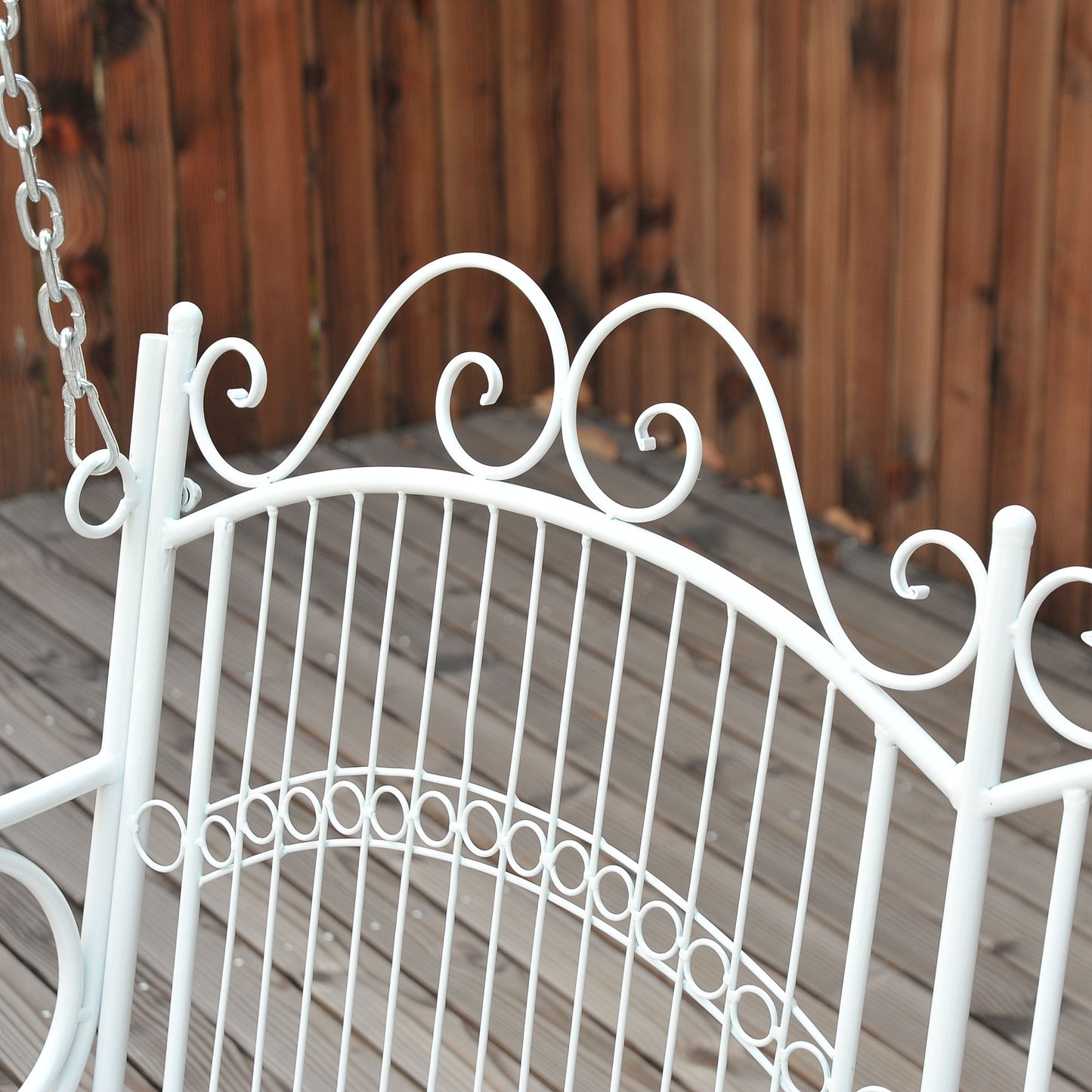 Outsunny Garden Bench Outdoor Metal 2-osobowy fotel wiszący hamak meble ogrodowe balkon biały - 118Lx 58W x 57H cm